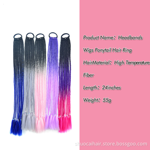 Ponytail Hairpiece With Rubber band hair ring Chignon 24 inch Crochet Jumbo Braid Synthetic Hair Ponytail Hair Extension
